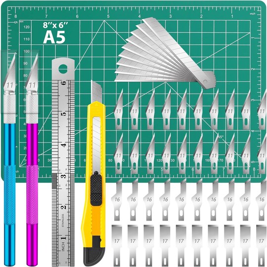 Exacto Knife Set, 2 Pcs Craft Knife with 40 Pcs Hobby Knife Replacement Blades